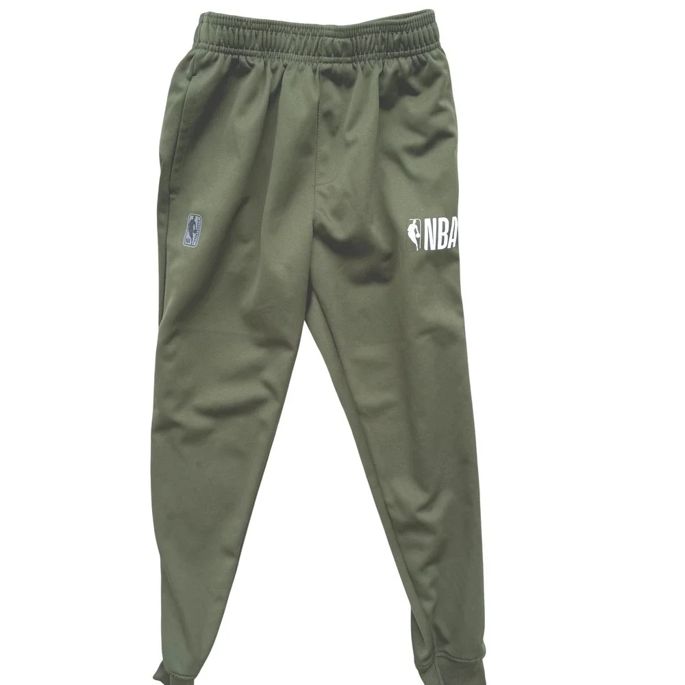 NBA Kids Jogger Sweatpants Olive Green Athletic Track Pants Basketball Logo